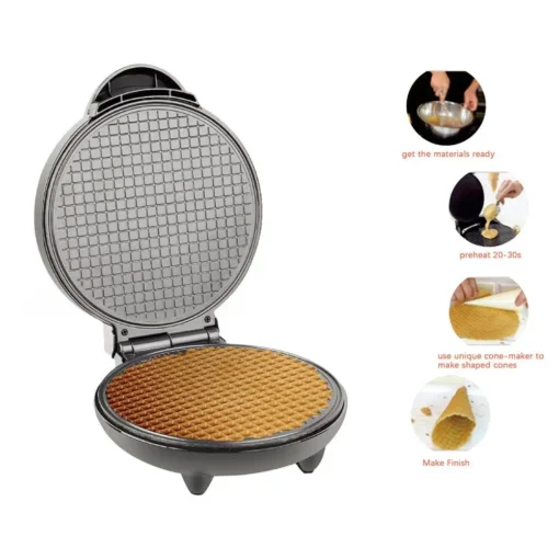 Electric Crispy Egg Roll Maker Omelet Sandwich Iron Crepe Baking Pan Waffle Pancake Oven DIY Ice Cream Cone Machine EU Plug - Image 3